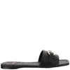 Ferragamo Square Lambskin Sandals Gold-tone Hardware In Black