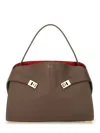 Ferragamo Two-tone Structured Medium Shoulder Bag In Brown