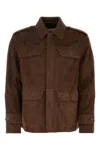 Ferragamo Brown Suede Jacket In Brown