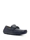 Ferragamo Leather Loafers With Metal Bit Detail In Blue