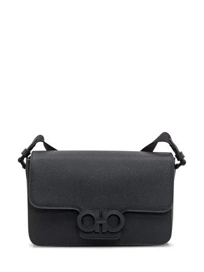 Ferragamo Salvatore  Leather Lock Bag In Black