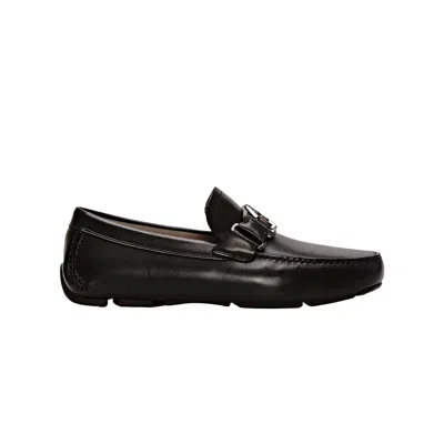 Ferragamo Salvatore  Leather Ornament Driver Loafers In Black