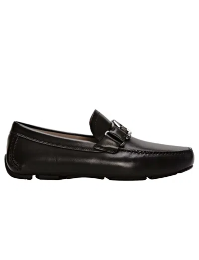 Pre-owned Ferragamo Salvatore  Leather Ornament Driver Loafers In Black