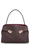 Ferragamo Leather Shoulder Bag Strap Adjustable In Prune