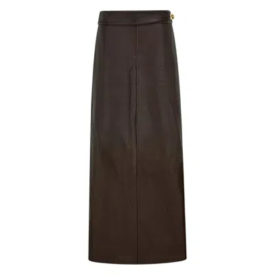 Ferragamo Longline Nappa Skirt In Brown