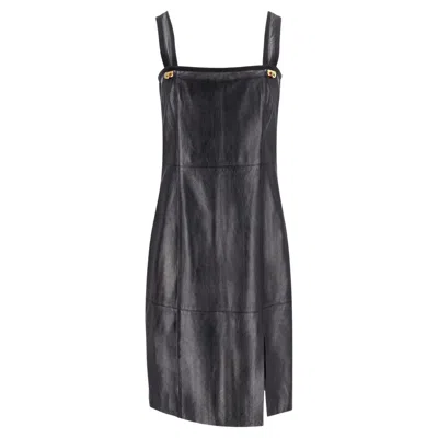 Pre-owned Ferragamo Salvatore  Leather Straps Dress In Black