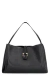 Ferragamo Gancini-clasp Calfskin Shoulder Bag In Black