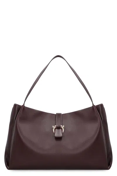 Ferragamo Leather Tote In Red-purple Or Grape