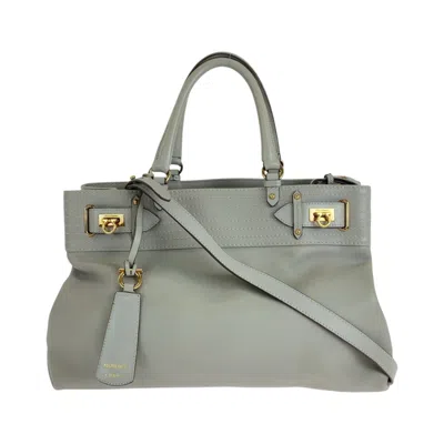 Pre-owned Ferragamo Salvatore  Light Gray Leather Handbag Shoulder Bag Tote Bag ()