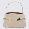 Ferragamo Light Grey Leather Hug Soft Shoulder Bag In Brown