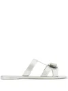Ferragamo Slide Sandals Gold Plate In White