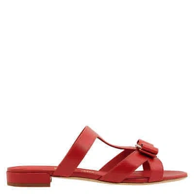 Pre-owned Ferragamo Salvatore  Lipstick Lylia Vara Bow Sandals, Brand Size 5 In Check Description
