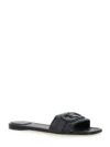 Ferragamo Liss Black Sandals With Embossed Logo On The Band And Square Toe In Leather Woman In Black