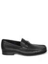 Ferragamo Grained Leather Gancini Loafers In Black