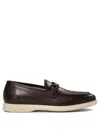 Ferragamo Brown Calf Leather Loafers In Black