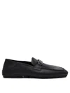 Ferragamo Leather Loafers With Subtle Buckle Detail In Black
