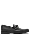 Ferragamo Alain Gancini Calf Leather Loafers In Black