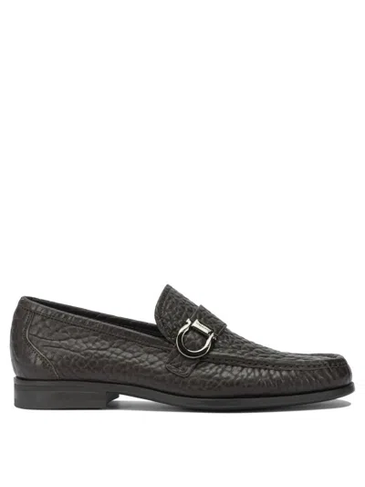 Ferragamo Stylish Loafers And Slippers Metal Buckle In Brown