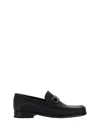 Ferragamo Classic Leather Loafers With Signature Buckle In Black