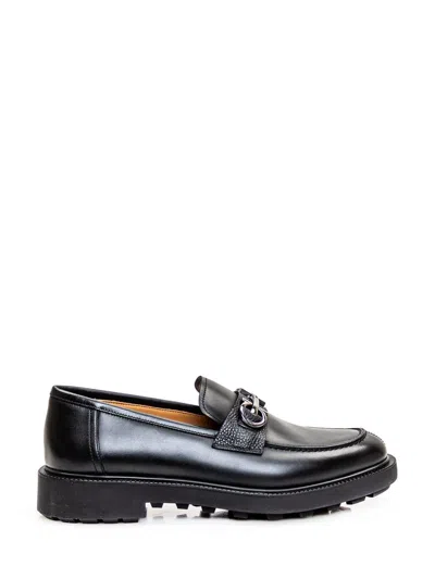 Ferragamo Salvatore  Loafers With Gancini Embellishment In Black