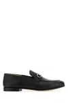 Ferragamo Gancini Ornament Calfskin Mule Loafers In Black