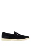 Ferragamo Leather Loafers With Gancini Ornament In Blue