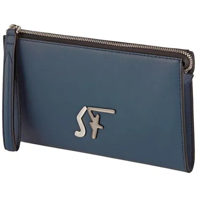 Ferragamo Salvatore  Logo 723815 Blue Document Holder In Black