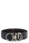 Ferragamo Logo Buckle Leather Belt In Black