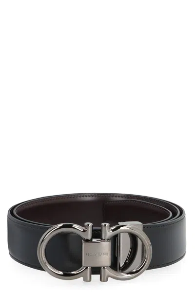 FERRAGAMO SALVATORE FERRAGAMO LOGO BUCKLE LEATHER BELT