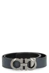 Ferragamo Logo-buckle Patterned Belt In Black