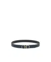 Ferragamo Salvatore  Man's Bicolor Leather Belt With Logo Buckle In Black