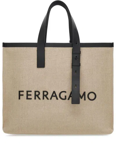 Ferragamo Salvatore  Logo Canvas Tote