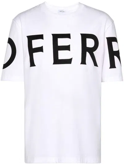 Ferragamo Salvatore  Logo Cotton T-shirt In White