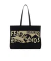 Ferragamo Leather Flat Handles Rectangular Shape In Black