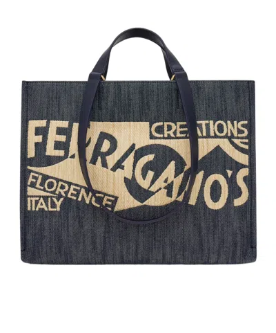 FERRAGAMO SALVATORE FERRAGAMO LOGO DETAILED MEDIUM TOTE BAGS