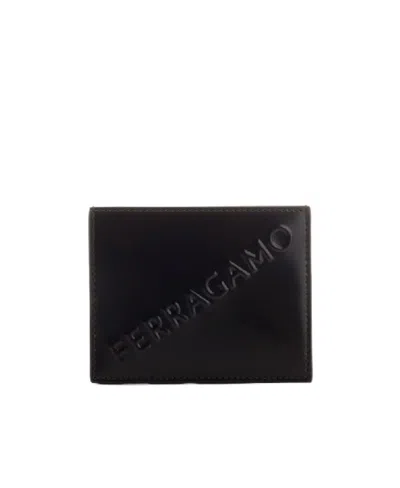 Ferragamo Salvatore  Logo Embossed Cardholder In Black