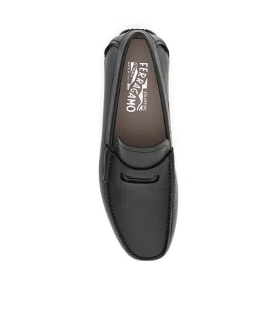 Ferragamo Salvatore  Logo Embossed Loafers In Black