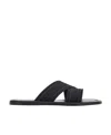 Ferragamo Logo-print Slip-on Style Slides In Black