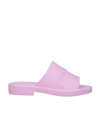 FERRAGAMO SALVATORE FERRAGAMO LOGO EMBOSSED SLIP-ON SLIDES