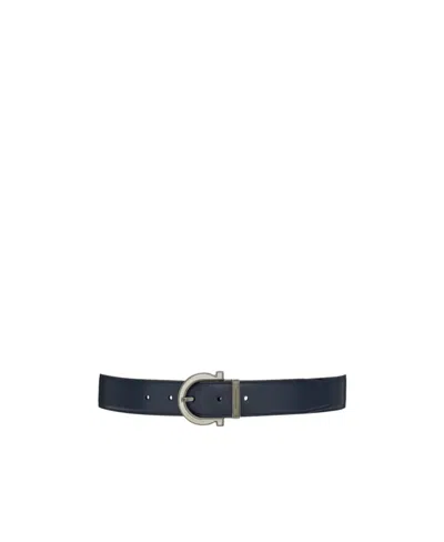 Ferragamo Salvatore  Logo Engraved Buckle Belt In Black
