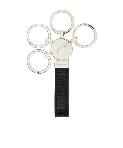 Ferragamo Salvatore  Logo Engraved Keyring In White