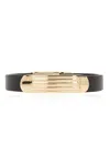 FERRAGAMO SALVATORE FERRAGAMO LOGO ENGRAVED LEATHER BRACELET