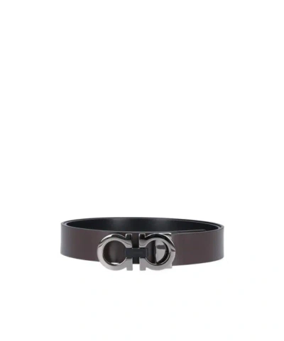 Ferragamo Salvatore  Logo-engraved Reversibile Belt In Black