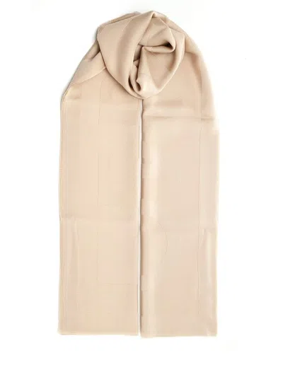 Ferragamo Salvatore  Logo Jacquard Scarf In Beige