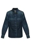 FERRAGAMO SALVATORE FERRAGAMO LOGO PATCH DENIM SHIRT