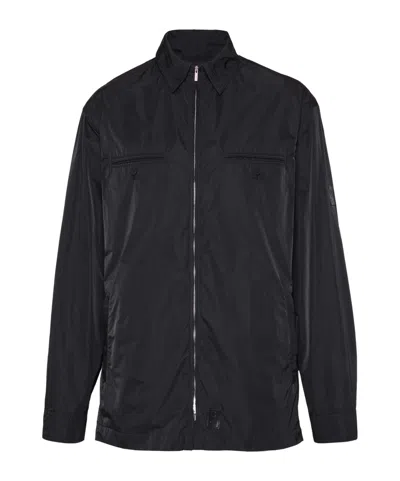 Ferragamo Salvatore  Logo Patch Hooded Windbreaker In Black