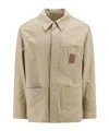 Ferragamo Men Cotton And Viscose Jacket With Gancini Leather Patch In Nude