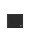 Ferragamo Gancini Bi-fold Wallet In Grained Leather In Black