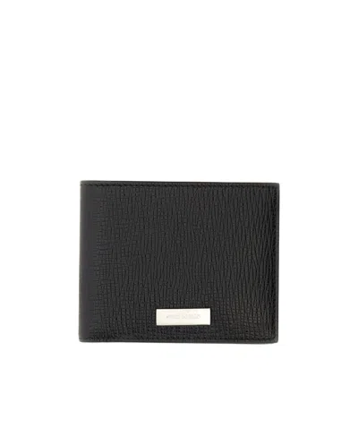 Ferragamo Salvatore  Logo Plaque Bi-fold Wallet In Black