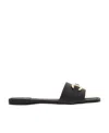 Ferragamo 'leah' Black Sandals With Gancini Plate On Front In Black